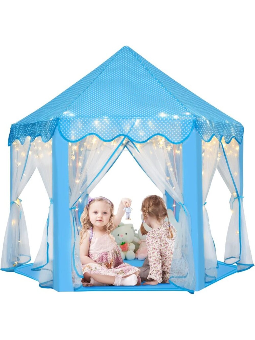 Kids Blue Play Tent with Star Light Toy Indoor and Outdoor Games 55'' x 53''